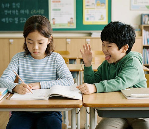 ADHD로 수업에 집중 못하는 아이 이미지