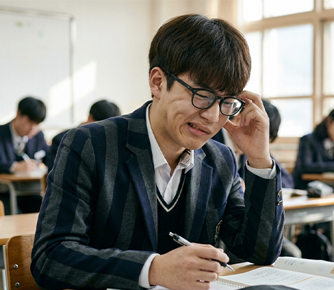 틱장애로 얼굴 찡그리는 이미지