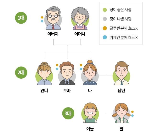 장이 좋은 사람, 장이 나쁜사람, 글루텐 분해효소X, 카제인 분해효소 X