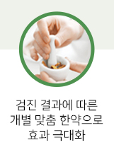 검진 결과에 따른 개별 맞춤 한약으로 효과 극대화
