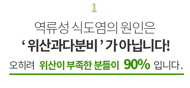 역류성 식도염의 원인은 위산과다분비가 아닙니다. 오히려 위산이 부족한 분들이 90% 입니다.
